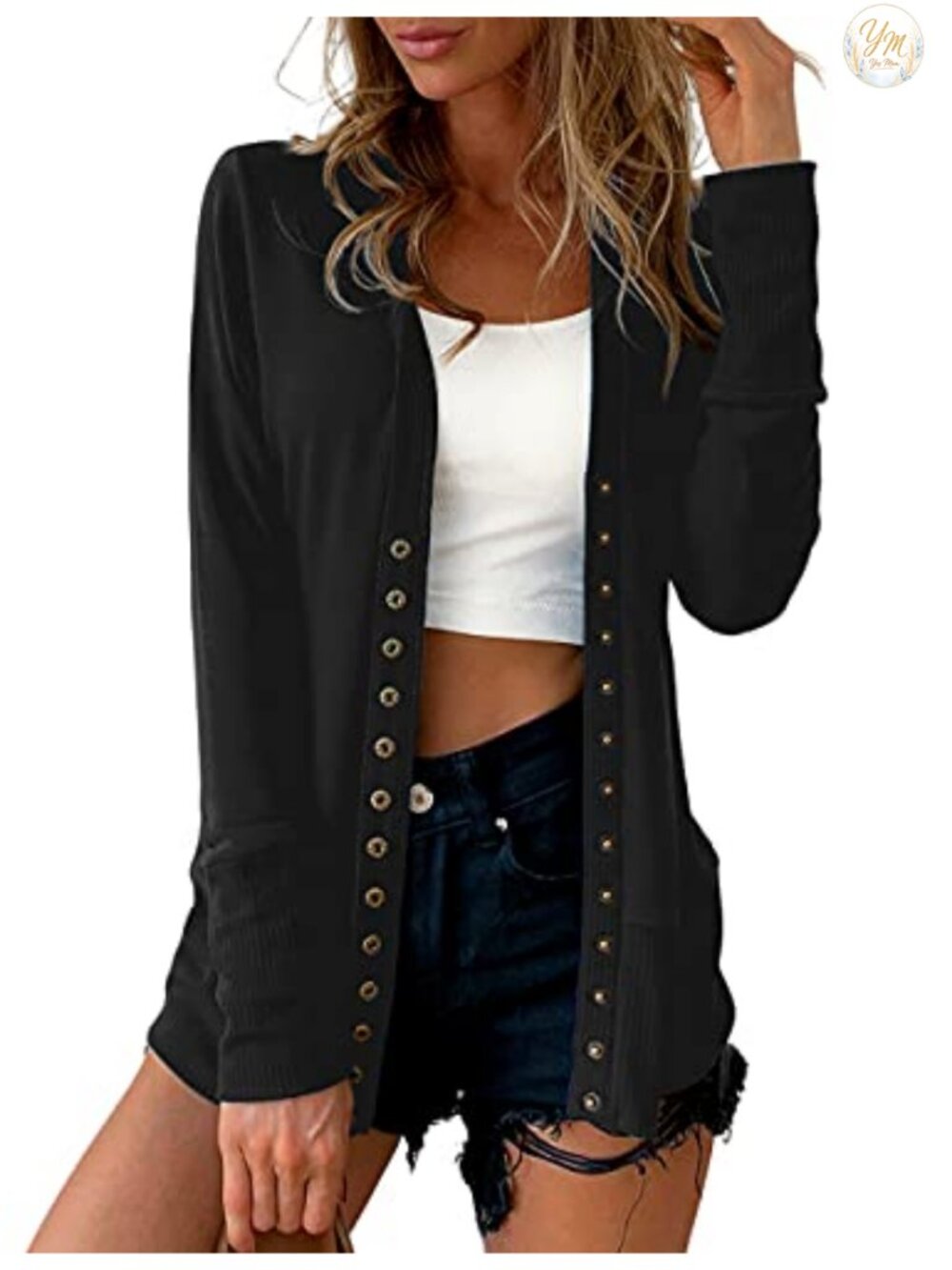 Womens V Neck Button Down Knit Cardigan Lightweight Long Sleeve Sweater